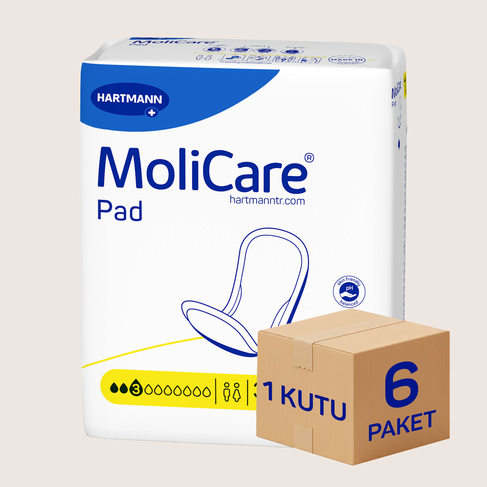 Hartmann MoliCare Pad 3 Damla Mesane Pedi 6 Paket 180 Adet | Kadın ve Erkek