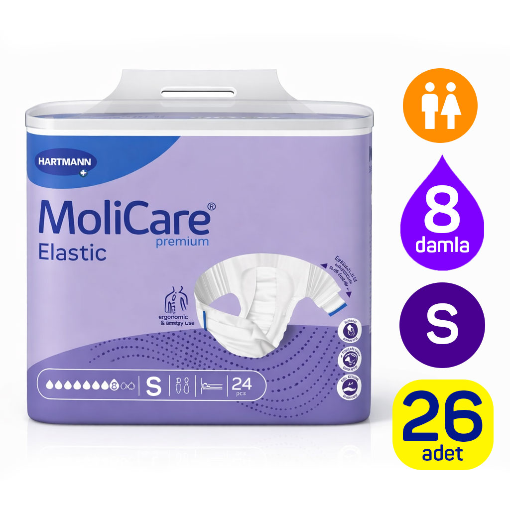 Hartmann MoliCare Premium Elastic 8 Damla S Beden 26 Adet Bel Bantlı Yetişkin Hasta Bezi