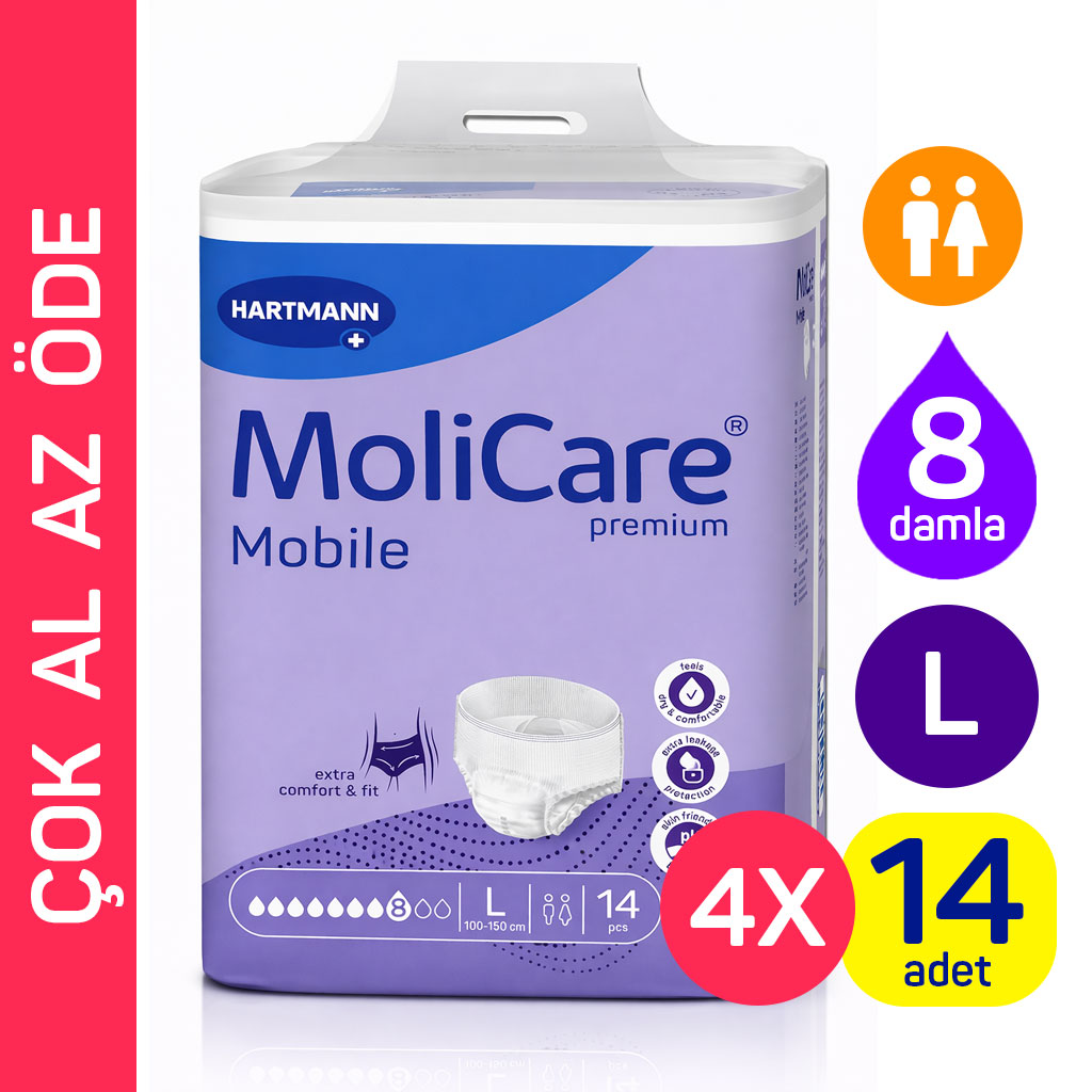 Hartmann MoliCare Premium Mobile 8 Damla L Beden 56 Adet Külot Tipi Yetişkin Bezi